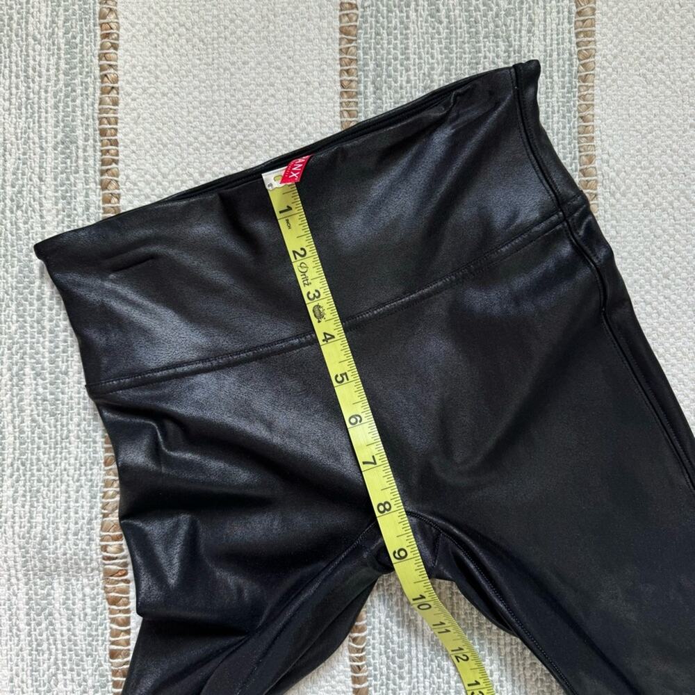 Spanx Black High Rise Faux Leather Leggings Women’s Size Small Petite - Picture 7 of 11